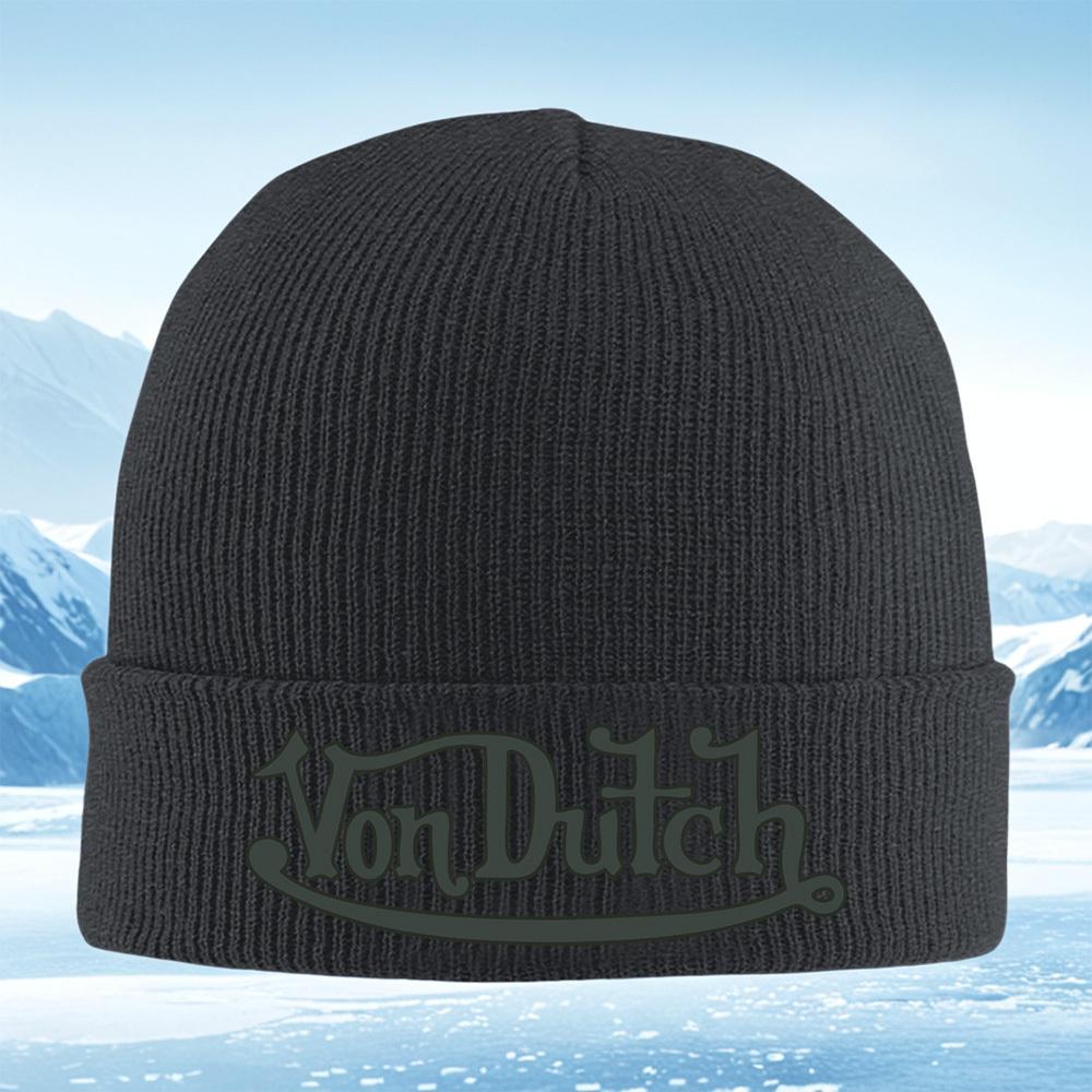 Von Dutch стильный дизайн логотипа Мужская Женская Унисекс Вязаная Шапка Бини Шапка-Свитер Зимняя Термо Теплая Рождественская Для Улицы Велосипеда Пешего Туризма