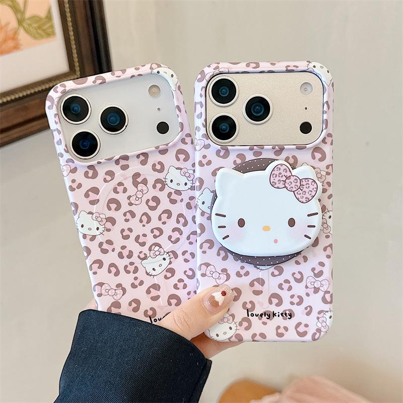 Розовый Леопардовый Кот Магнитный Чехол-подставка для iPhone 17/16 Pro Max/15 Pro