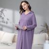 Men's and Women's Summer Zipper Bathrobe Couple Pajamas Hooded Pajamas Thin Soft Comfortable Pajamas Long Nightgown