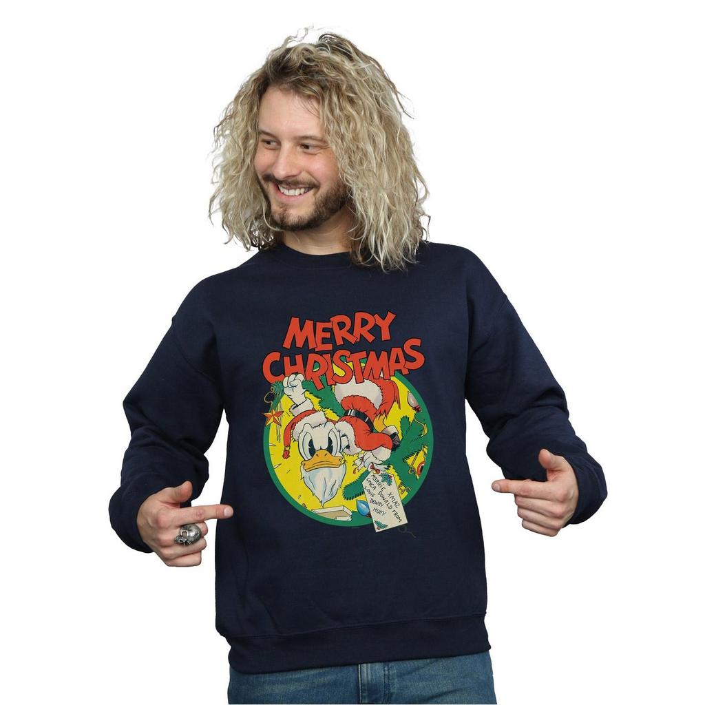 Disney Mens Donald Duck Merry Christmas Sweatshirt