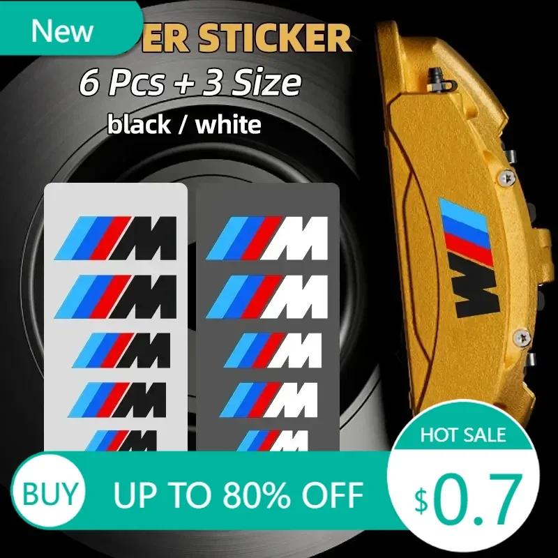 New 6PCS Car Brake Decorative Stickers Wheel Hub Styling Decals Accessories For BMW M X1 X3 X5 X6 X7 E30 E90 M3 E84 E83 F25