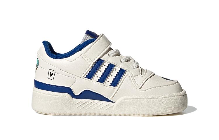 adidas Оригинальные FORUM Low El I Кожаные Низкие Детские Кроссовки Бело-Синие Для Младенцев и Малышей FY2546