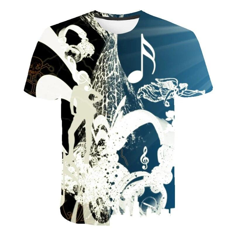 Summer Musical Note 3D Printed T-Shirts Streetwear Casual Men Women Fashion Short Sleeve T Shirt O-Neck Male Tees Tops Clothing