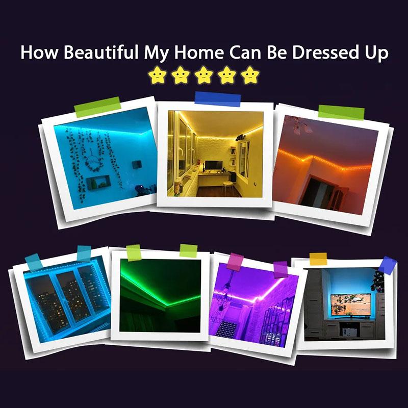 24-клавишная светодиодная подсветка 5050RGB Bluetooth с напряжением 5 В, 1–30 м, 16 миллионов цветов, RGB, синхронизация музыки со светодиодной полосой, изменение цвета вечеринки и дома