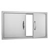 BBQ Access Door, 863x482 mm Double Outdoor Kitchen Door, Stainless Steel Flush Mount Door, Wall Vertical Door with Handles, for BBQ Island, Grilling