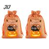 Lightweight Candy Carriers 2Pcs Halloween Pumpkin Drawstring Bags for Treats, Retro Burlap Kids Trick or Treat Bags, Portable Goodie Small Storage