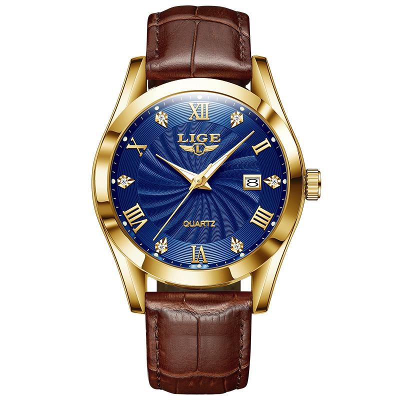 LIGE Luxury Brand Men Watches Waterproof Luminous Leather Quartz Man Wristwatch Casual Sports Military Watch For Men relogio