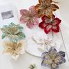 Glitter Artificial Christmas Flower Velvet Simulation Flower Christmas Poinsettia  Home Decoration