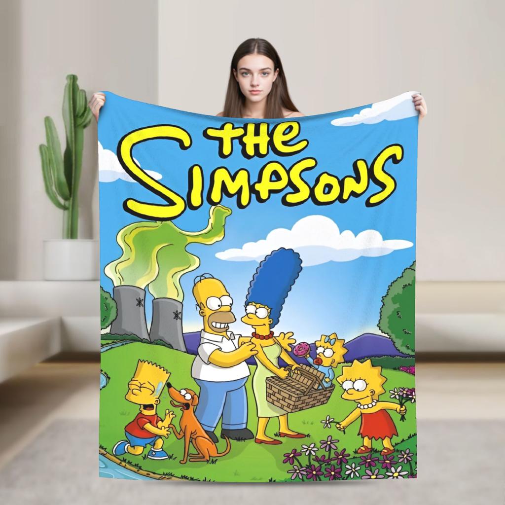 The Simpsons Cartoon Blanket Warm Novelty Plush Throw Blanket For Outdoor Decorative Flannel Bedspread Bed Cover