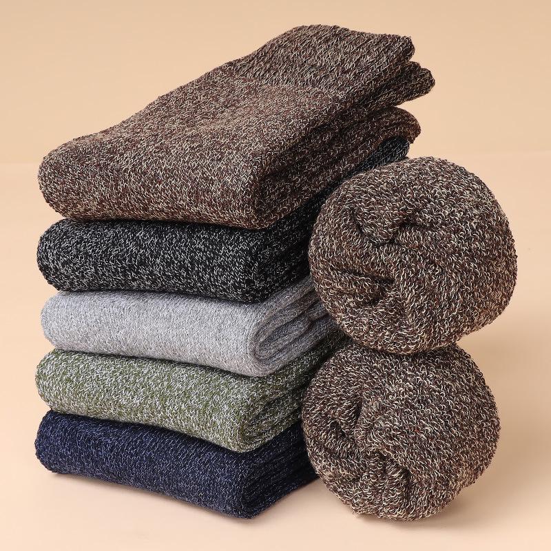 "Men's Retro Thick Thread Ethnic Style Mid-Tube Socks for Autumn & Winter (5-10 Pairs)"