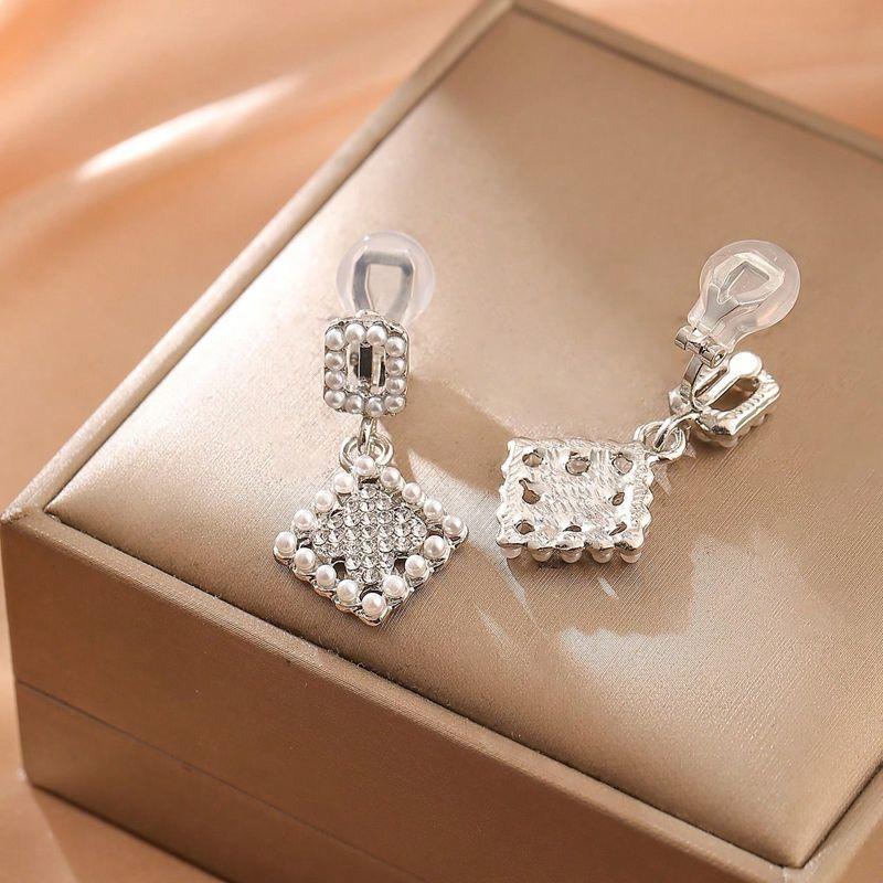 Новые модные искусственные жемчужные стразы без пирсинга серьги женские квадратные серьги-подвески