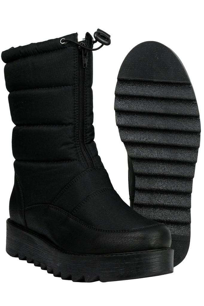 Женские современные стильные модные сапоги из искусственной кожи на меховой подкладке, водонепроницаемые черные зимние сапоги