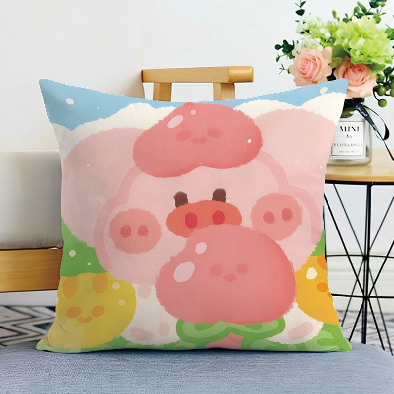 Милый мультяшный рисунок свиньи Декоративная наволочка для спальни, гостиной, квадратная подушка, наволочка