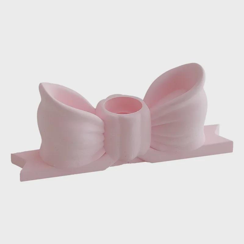 Элегантный розовый бант из гипса подсвечник с длинным стержнем - ароматерапия высокого класса и креативный орнамент в стиле INS