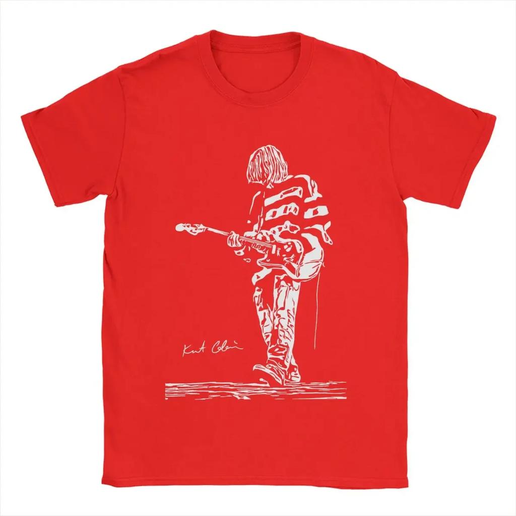 Cool Tee Shirt Short Sleeve Crewneck T-Shirt 100% Cotton Classic Clothing Kurt Cobain Guitar T Shirts  oversized  graphic