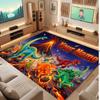 Dinosaur Theme Soft Crystal Velvet Rug Custom Name & Text Print Non Slip Floor Rug for Bedroom Living Room