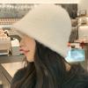 Autumn Winter Big Head Circumference Rabbit Hair Bucket Knitted Hat Women's Korean Velvet Basin Hats Warm Caps