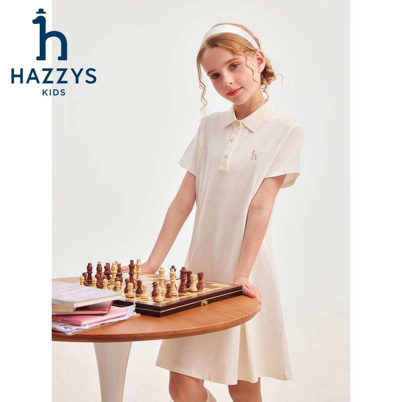 HAZZYS Летнее платье для девочек 2026 года с цветовыми блоками, воротником-лацканом в форме сердца и короткими рукавами