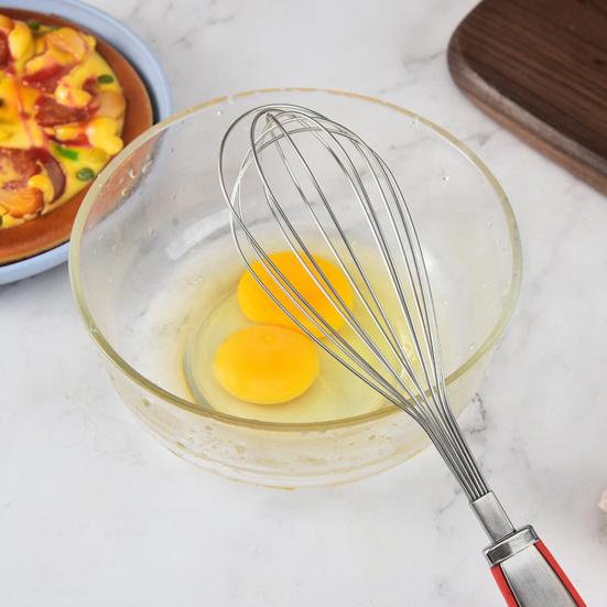 12-Inch Stainless Steel Egg Whisk Anti-slip Rubber Handle Handheld Manual Egg Mixer Stirrer Beater Kitchen Baking Cooking Tool