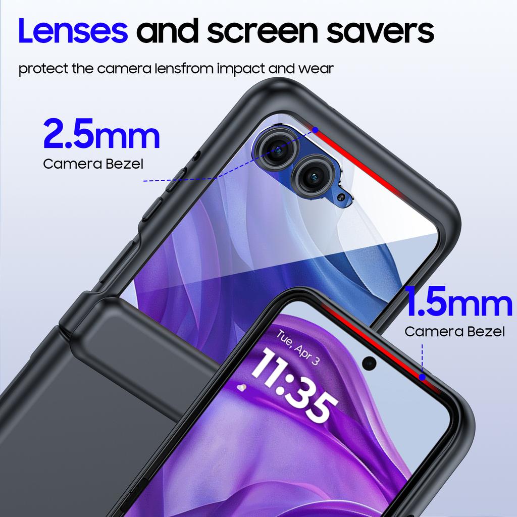 Для Motorola Razr 50 Ultra 2024 С защитой шарнира, Защитное стекло для экрана, Прочный противоударный чехол для всего корпуса с защитой от царапин - Черный