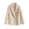 Women's Simple Casual Blazer Jacket - Fashionable Solid Color, Coarse Vintage Texture