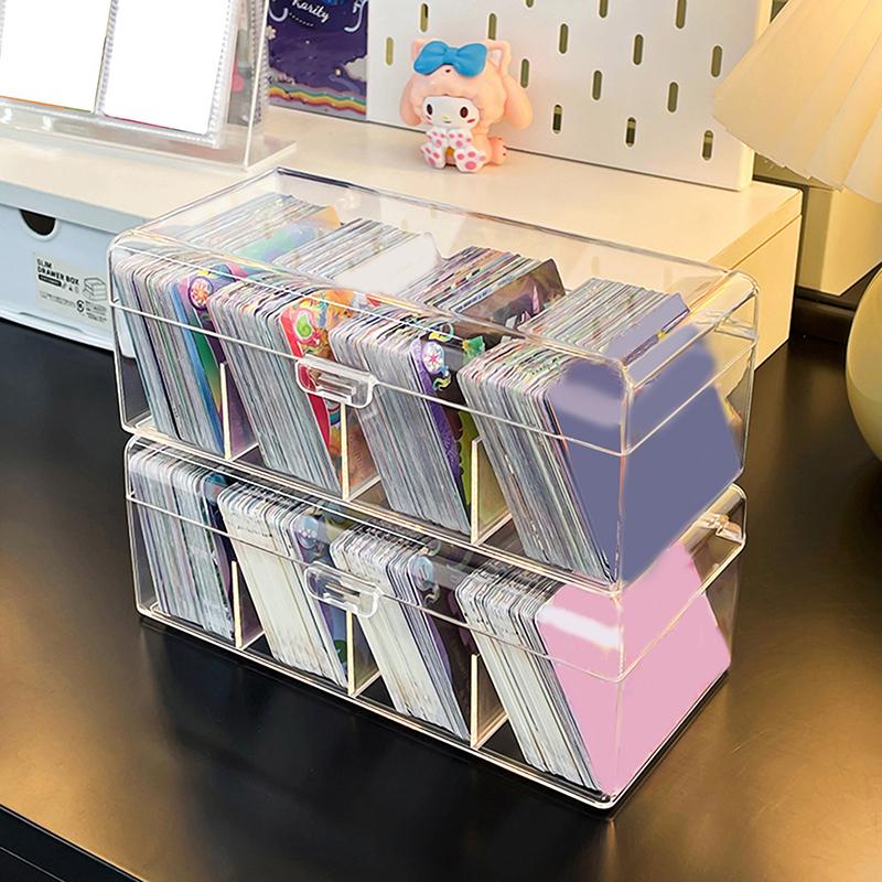 1Pcs Kpop Photocard Storage Box Transparent Photo Card Organizer Compartment Flip Box Card Case Protector Container