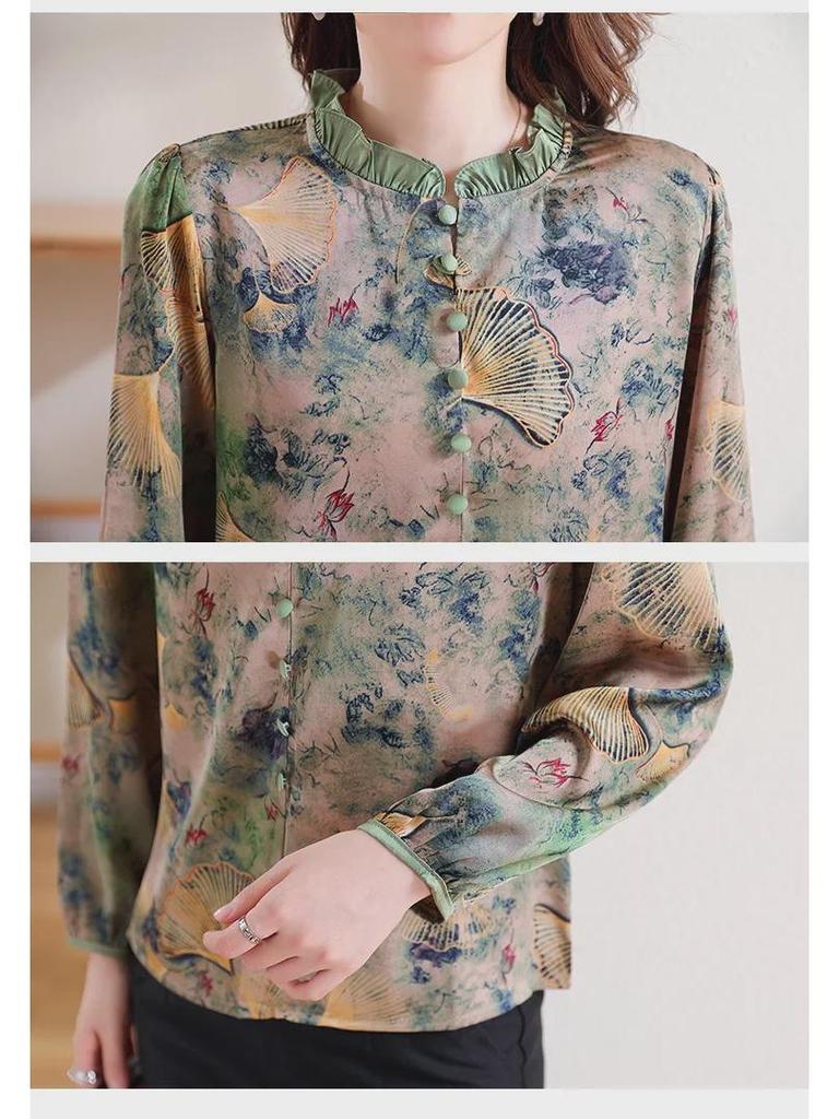 Chic Retro Chiffon Shirt for Women - Stylish & Age-Reducing Autumn 2023 Top
