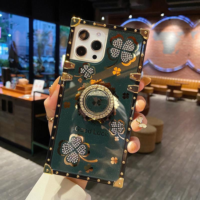 Креативный квадратный ремешок с ромбовидными перьями и листьями для IPhone 15 14 13 12 11 Pro Max чехол для Redmi 9 9A 9C Note 10 9/Samsung S23 S22 Ultra S21 A22 A52 A12