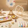 Handmade Silk Fan Material Kit DIY Handmade Ancient-Style Fan Round Fan Chinese Style Intangible Cultural Heritage Solid Wood Silk Cocoon Fan