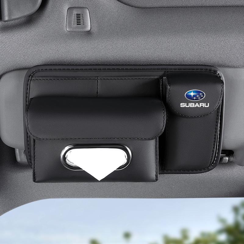 Car Sun Visor Glasses Case Holder Tissue Box Storage Bag Card Clip For Subaru XV Legacy Mpreza WRX Crosstrek STI Forester BRZ VV666