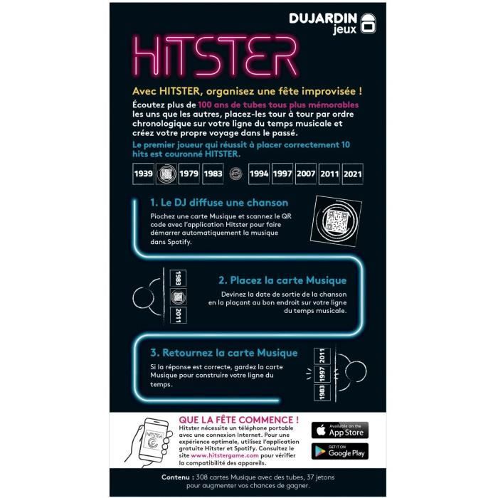 Hitster - Board Game - DUJARDIN - Dive Into the Musical Universe with HITSTER and Relive 100 Years of Hits!