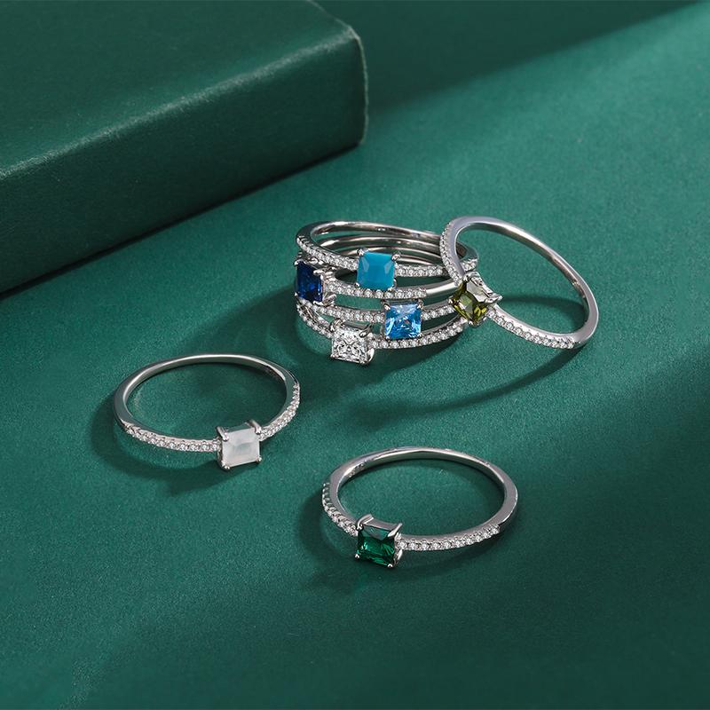 Классическое кольцо с двенадцатью звездами, красочное квадратное кольцо с полным цирконом для женщин, оригинальное стерлинговое серебро, подарок на день Святого Валентина, ювелирные изделия