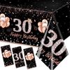 GREHUMOR 3Pcs 13th Birthday Tablecloth Party Decorations for Girls Rose Gold 13 Year Old Birthday Party Supplies Table Cover Thirteen Birthday