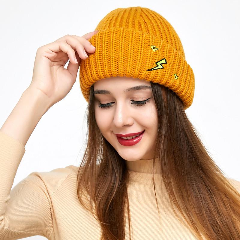 Модная шапка для мужчин и женщин, вязаная шапка унисекс, зимняя шерстяная вышитая теплая шапка для женщин, модные аксессуары