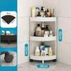 Corner Shelf Plastic Kitchen Bathroom Triangle 3/4 Tier Storage Rack Rolling Cart with Wheels Slide Out Floor Shelves