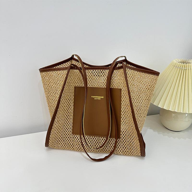 Тканая большая вместительная модная сумка, новая универсальная сумка для отдыха на плече для женщин, дорожная пляжная сумка