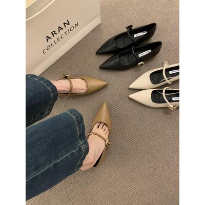 2025 весна и осень новые французские туфли Мэри Джейн с острым носком, темпераментные, сказочные вечерние туфли с ремешком