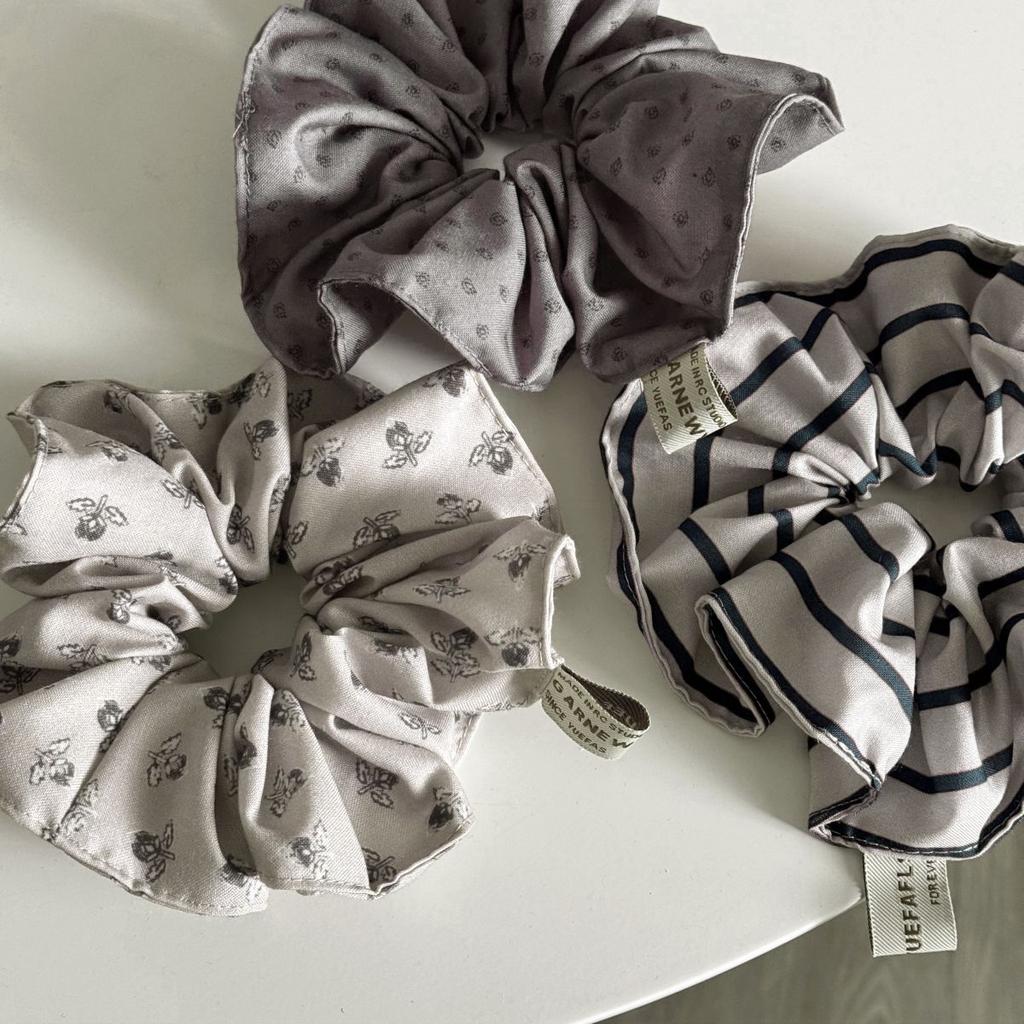 Retro Style Simple Wrapped Double Deck Striped Wooden Ear Edge Elastic Hair Rope Lazy High-End Ball Hair Band  Scrunchie