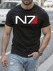 Графическая футболка Mass Effect N7 Графическая футболка для мужчин - Bl...