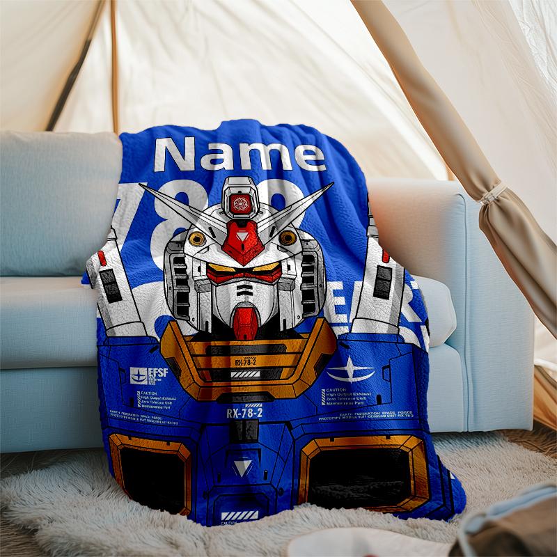 Personalized Custom Name Blanket - Mobile Suit Gundam Print Design,Blanket for Sofa,Bed,Travel,Camping - Soft and Warm, Great Gift