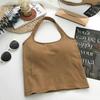 Solid Hanging Neck Vest Open Back Suspender Chest Pads Tube Top Wireless Bottom Bra Sleeveless Slim Short Tank Top Corset Top