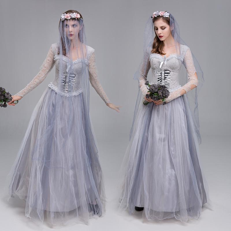 European and American Halloween Ghost Bride Cosplay Dress for Women