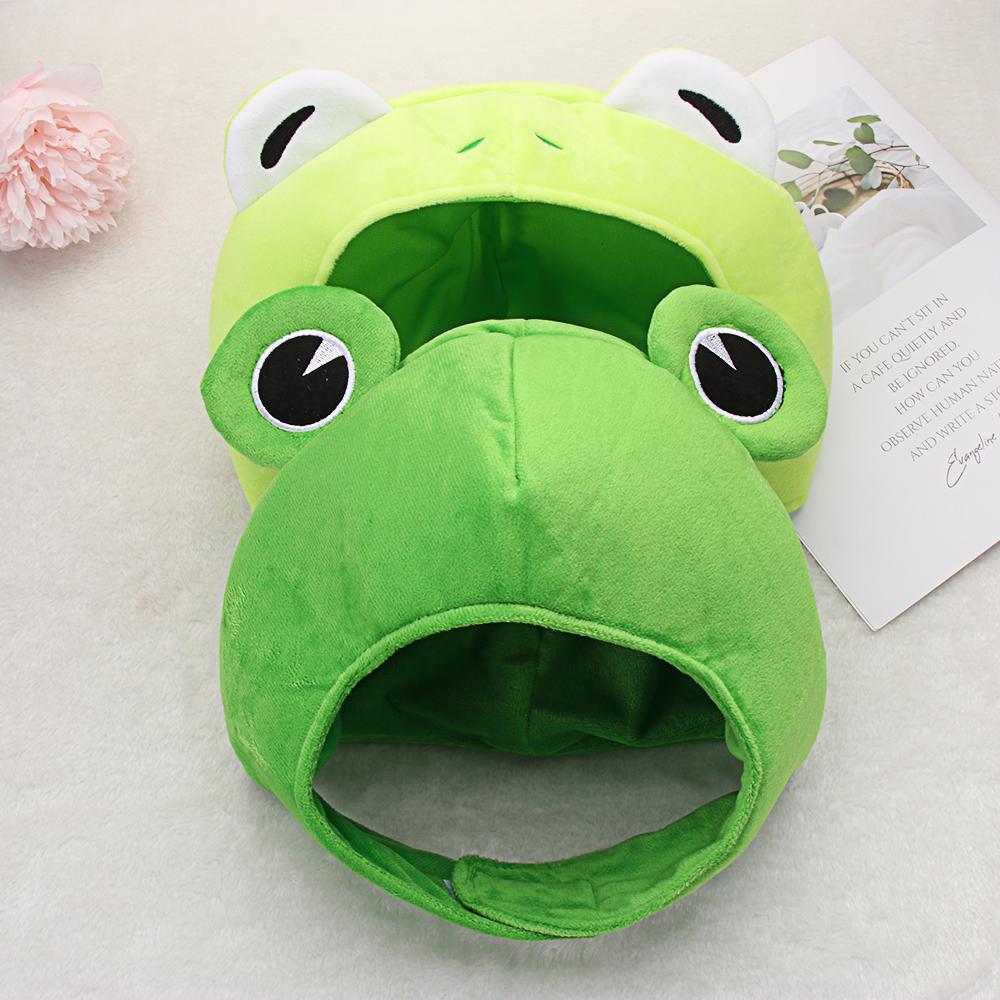 Female Beanie Caps Green Headgear Winter Autumn Hats Bunny Ears Rabbit Plush Hat Big Frog Eyes Hat