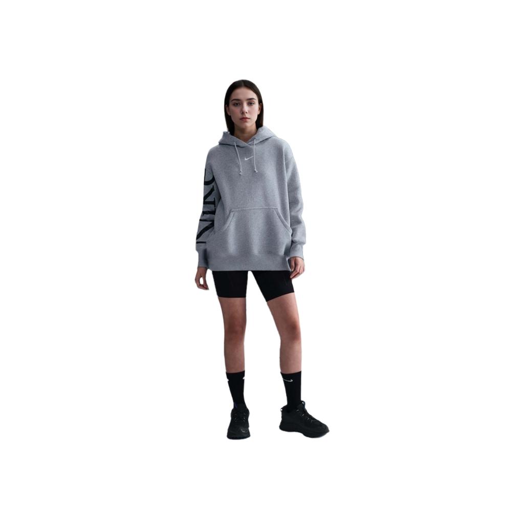 Nike Phnx Flc Os Hdy Logo Loose Warm Hoodie Женские толстовки с капюшоном Серый FQ7043-063