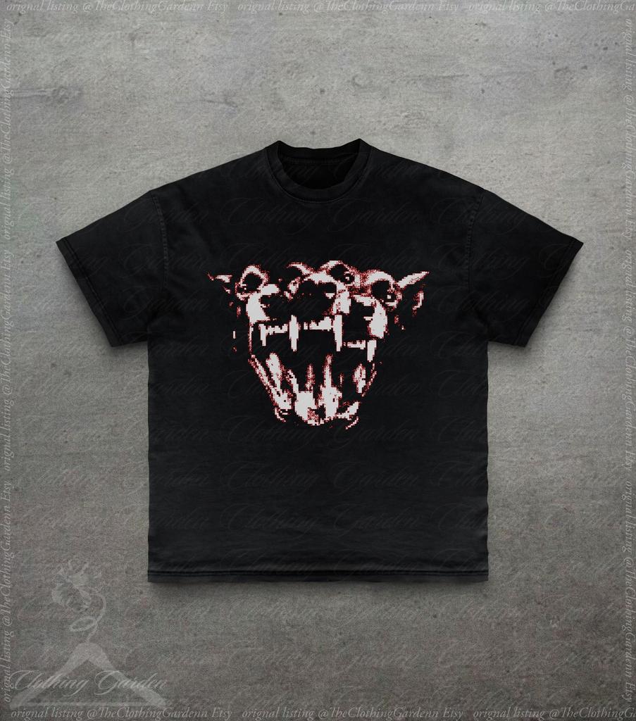 Grunge Dog Graphic Tee, Y2K Gothic Horror T-Shirt for Men Women, Vintage Style 2000s Grunge Clothing, Edgy Alt Streetwear Gift