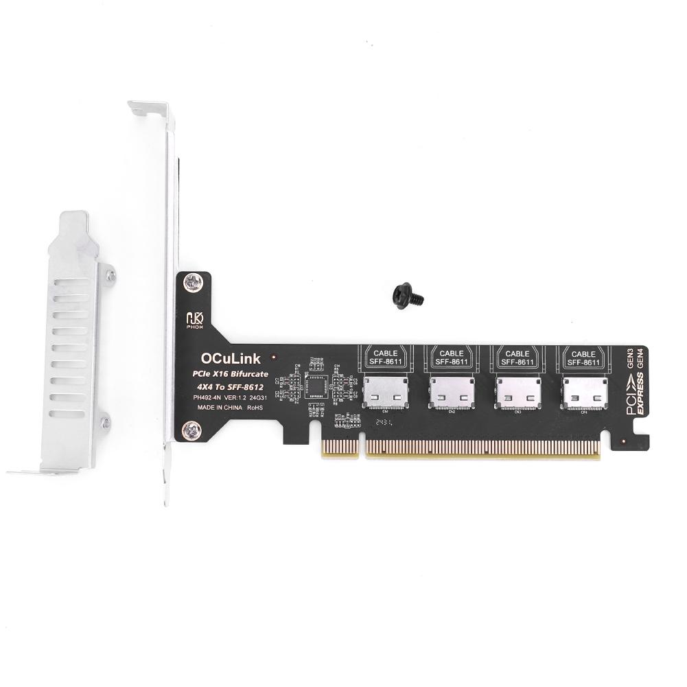 PCI-Express4.0 16x PCIE Detachable To 1/4 Oculink Split Expansion Card for U.2 SSD EGPU External Graphics Card Dock