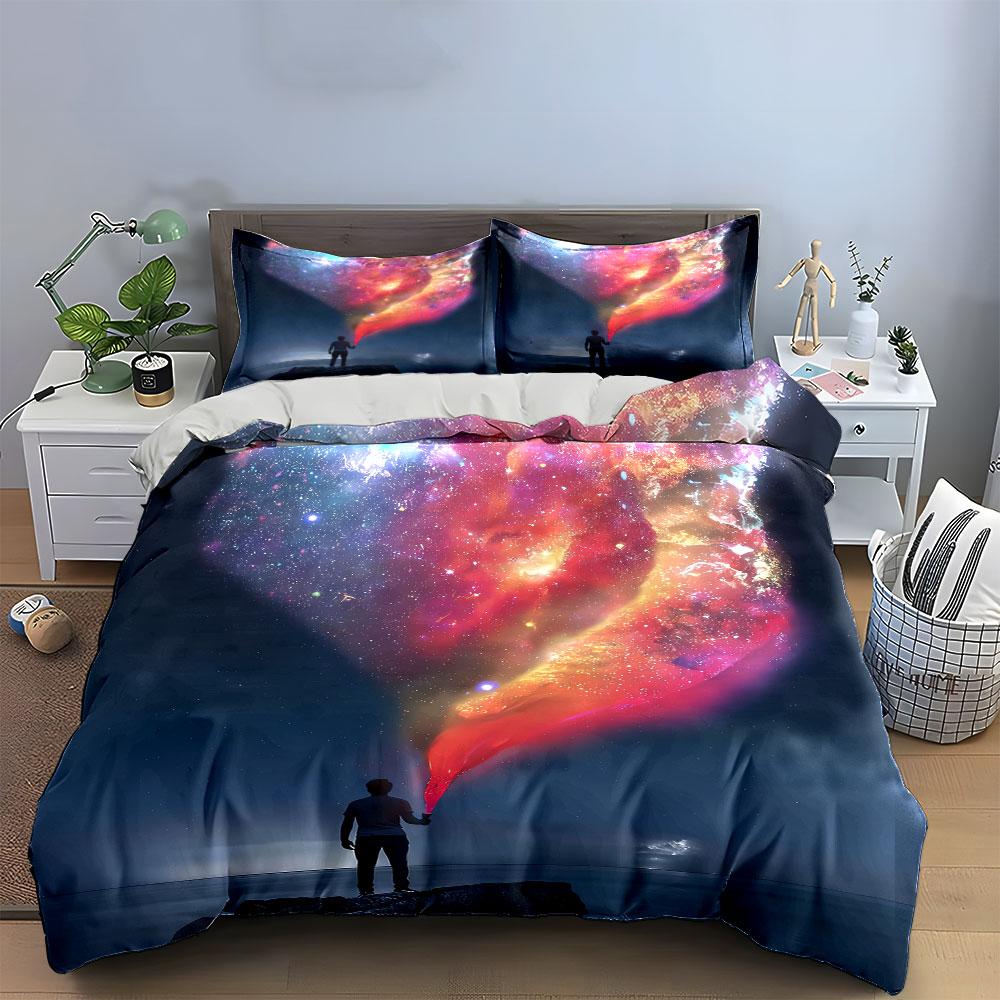 Набор постельного белья Galaxy Art для дома, мягкое и удобное, включает 1 пододеяльник и 2 наволочки, Подарок