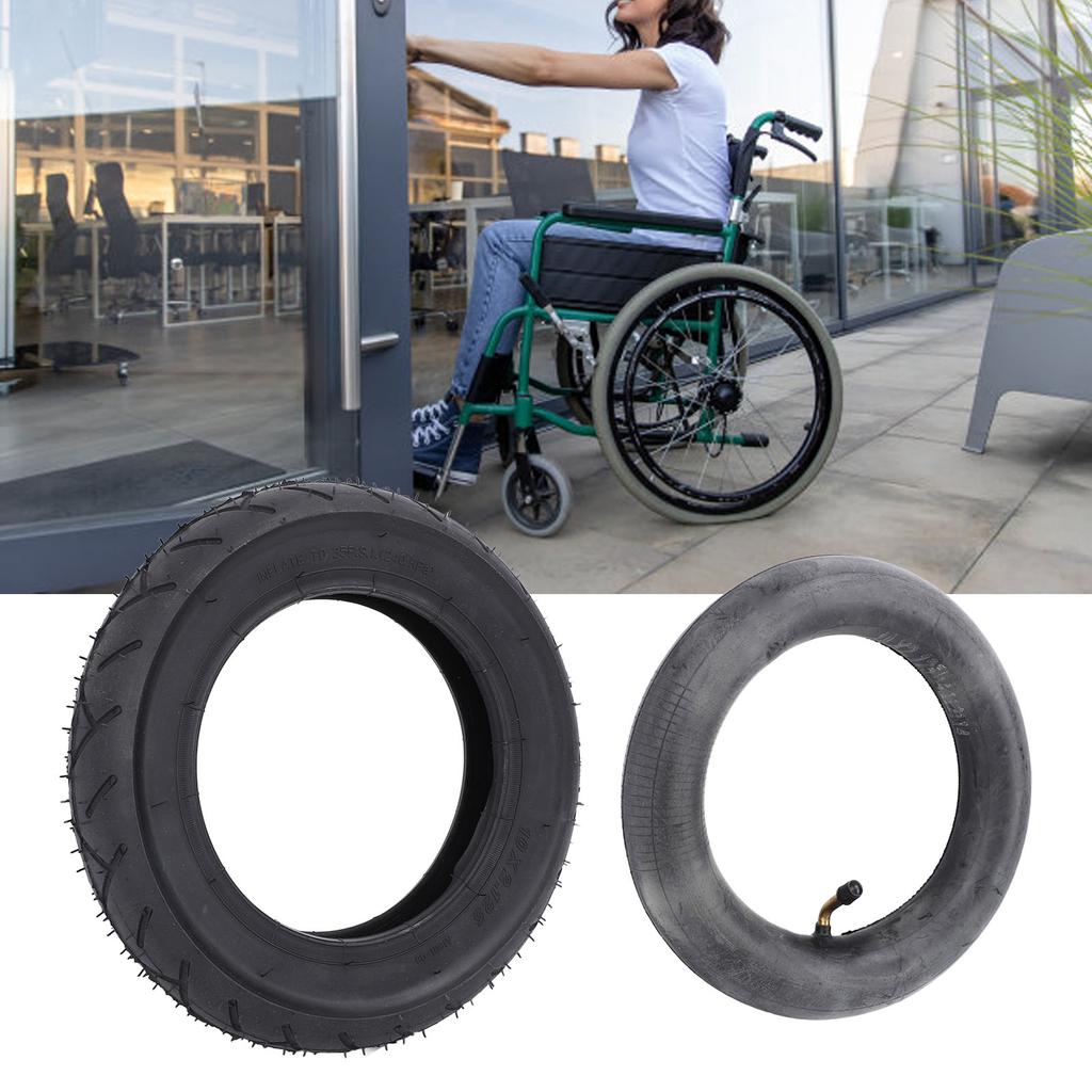 10x2.125 Wheelchair Tire and Inner Tube Rubber Heavy Duty Valve Tire Inner Tube Replacement for Powe