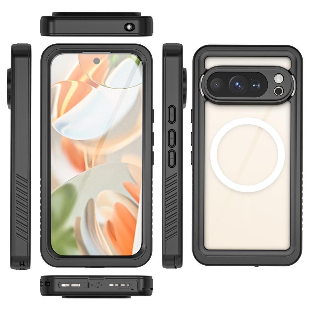 Водонепроницаемый чехол IP68 для Google Pixel 10 Pro, Redpepper, для MagSafe, Прозрачный с черной рамкой