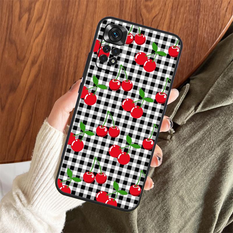 Чехол с рисунком еды, фруктов, красной вишни для Xiaomi Redmi Note 14 Pro 13 12 11 10 15 Pro Plus Redmi 15 C 13 10C 12C 14C 13C